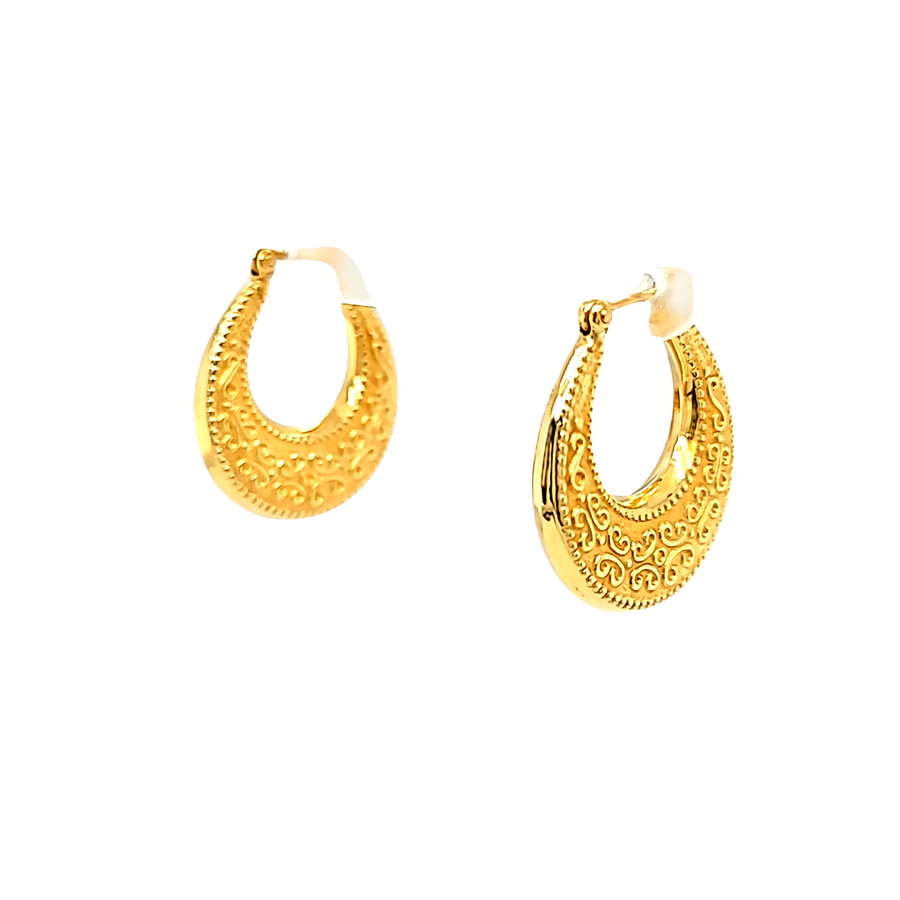 Fancy Diamond Cut Hoop earrings - Ruby Lane